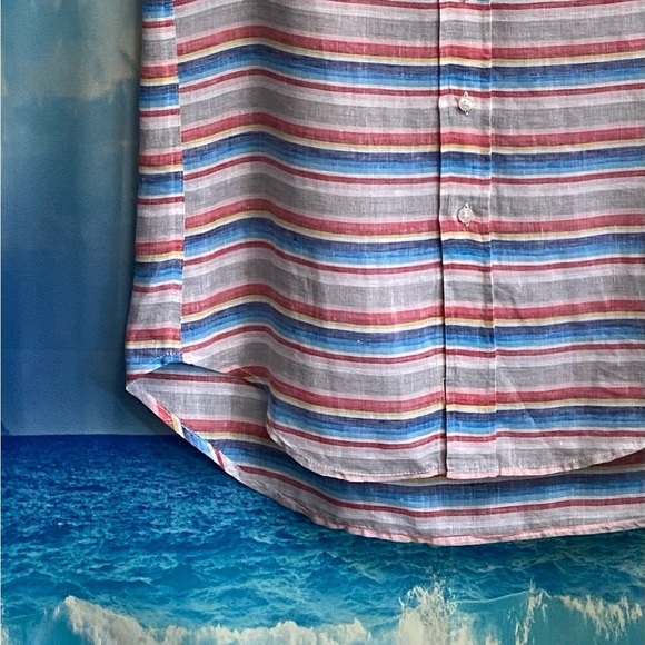 Frank & Eileen Fiona Sleeveless Classic Linen Blouse Size: S Multi Color Stripe - Picture 5 of 16